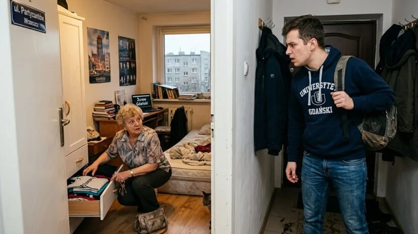 Klucze do mieszkania studenckiego w Gdańsku leżące na umowie najmu odnoszącej się do praw i prywatności lokatora.