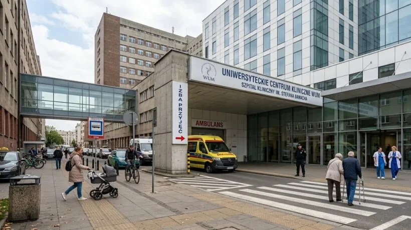 Student  medycyny odbierającego zaświadczenie od lekarza medycyny pracy w Warszawie przed rozpoczęciem praktyk studenckich w roku 2026.