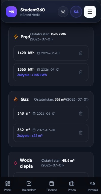 Zużycie mediów Student360