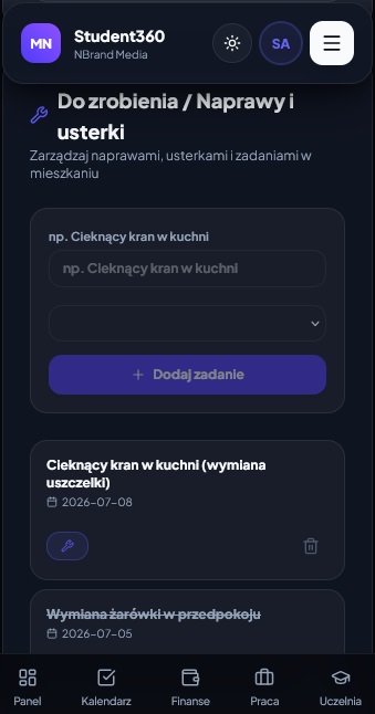 Usterki w mieszkaniu Student360